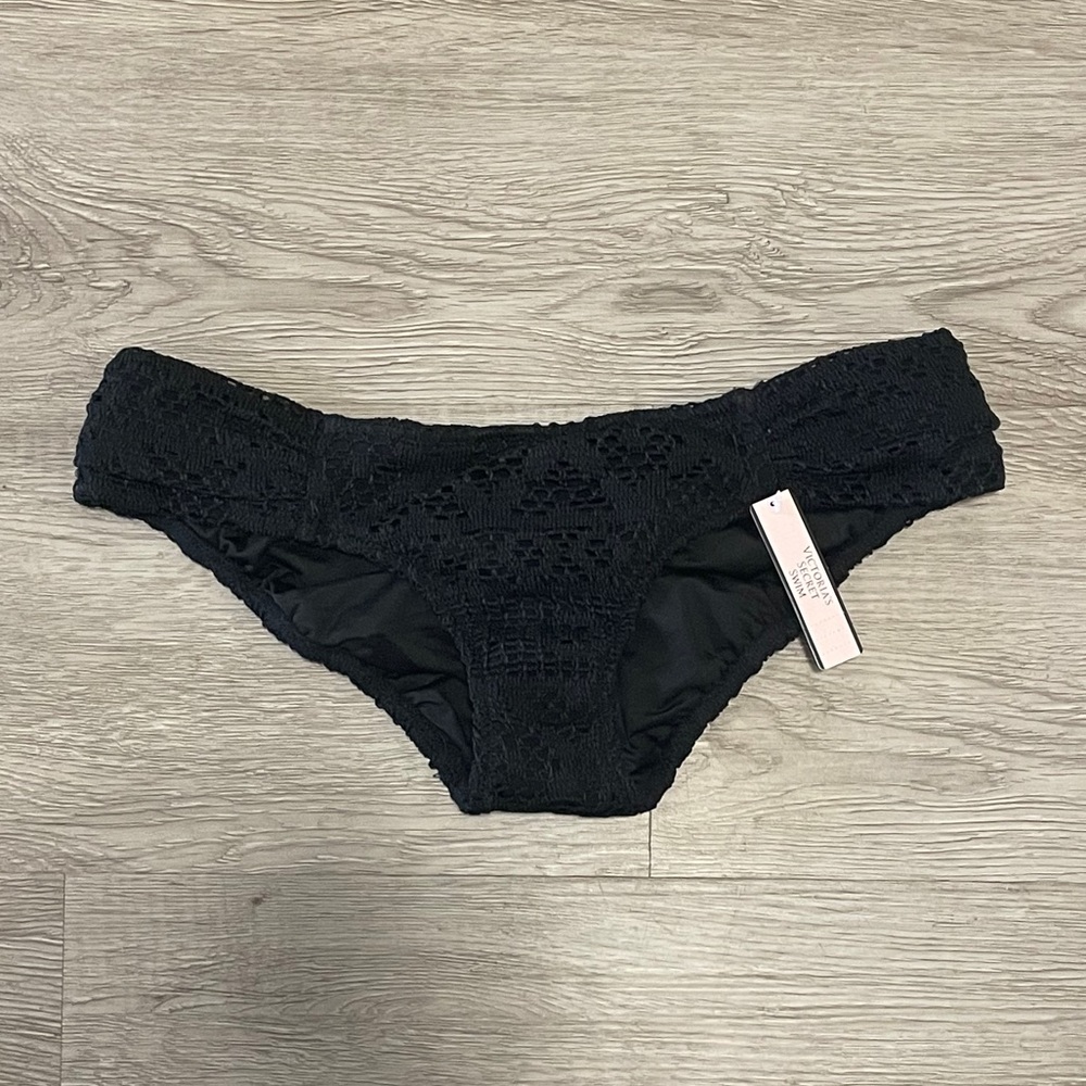 NWT Victoria’s Secret Black Crotched Bathing Suit Swim Bikini Bottom XS